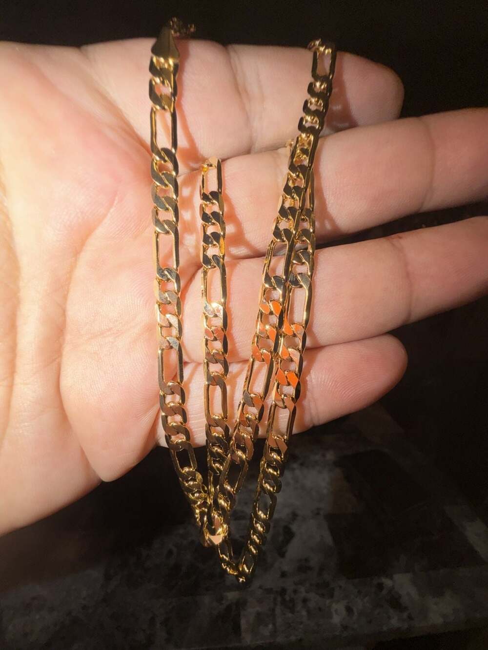 14K Yellow Gold played Figaro Link Chain 24 inch